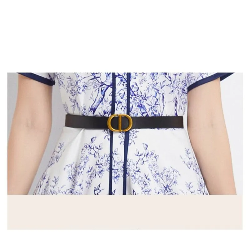 Lapel Jungle Print Waist Belt Pattern Dress