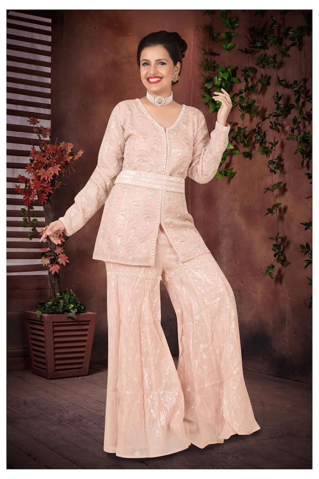 Light Pink Gharara Pant Suit