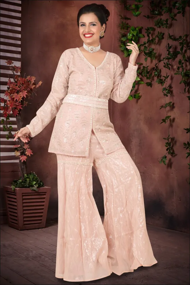 Light Pink Gharara Pant Suit