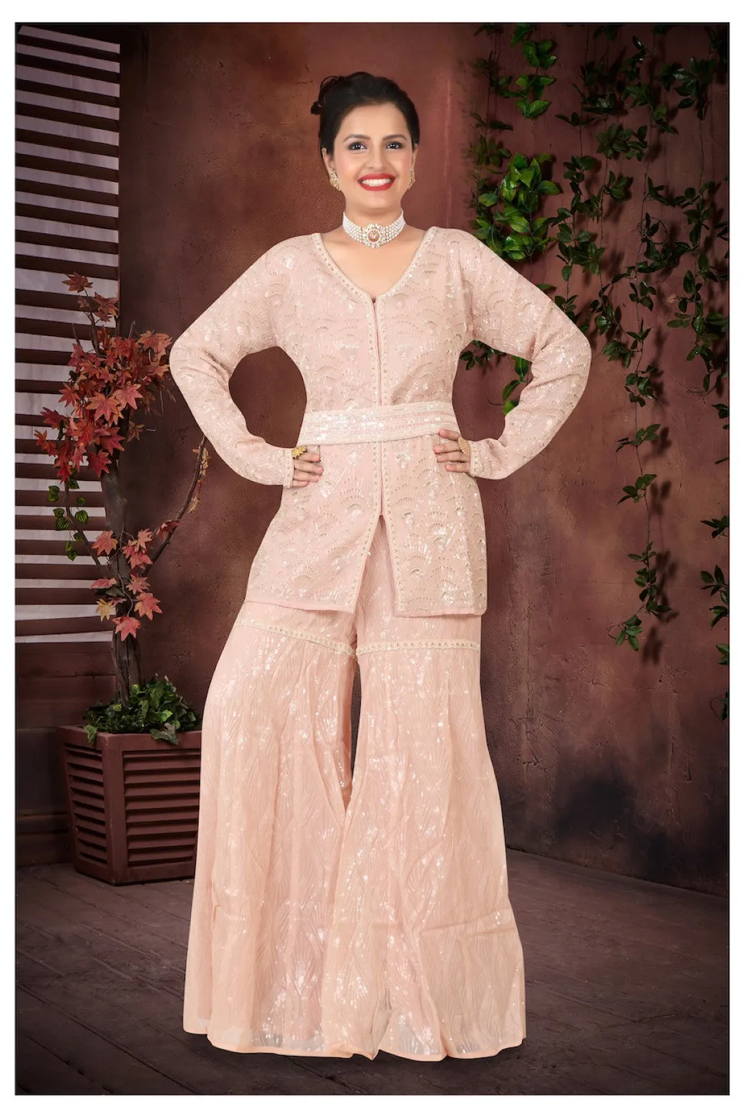 Light Pink Gharara Pant Suit