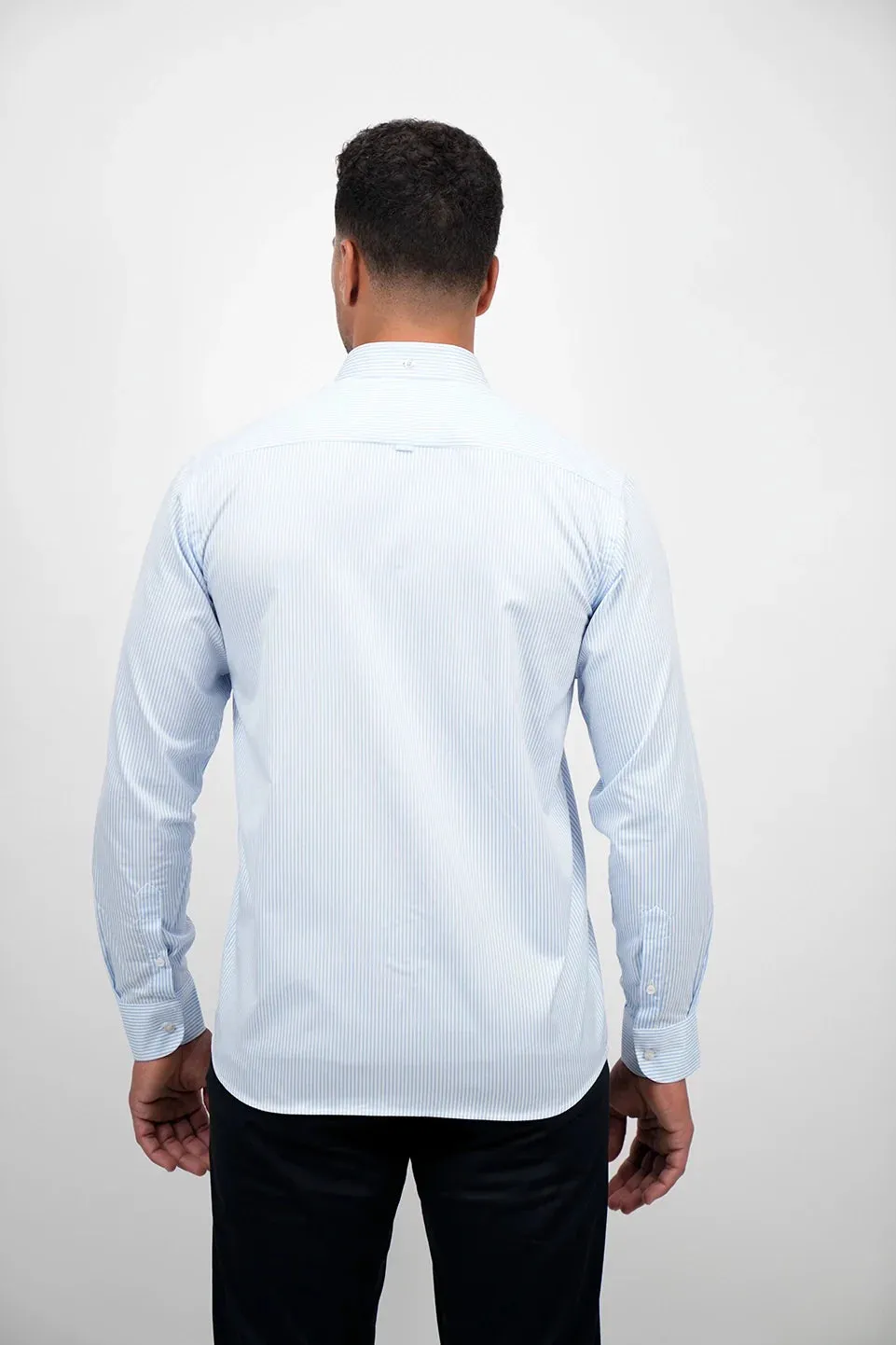 Long Sleeved Blue Stripe Shirt