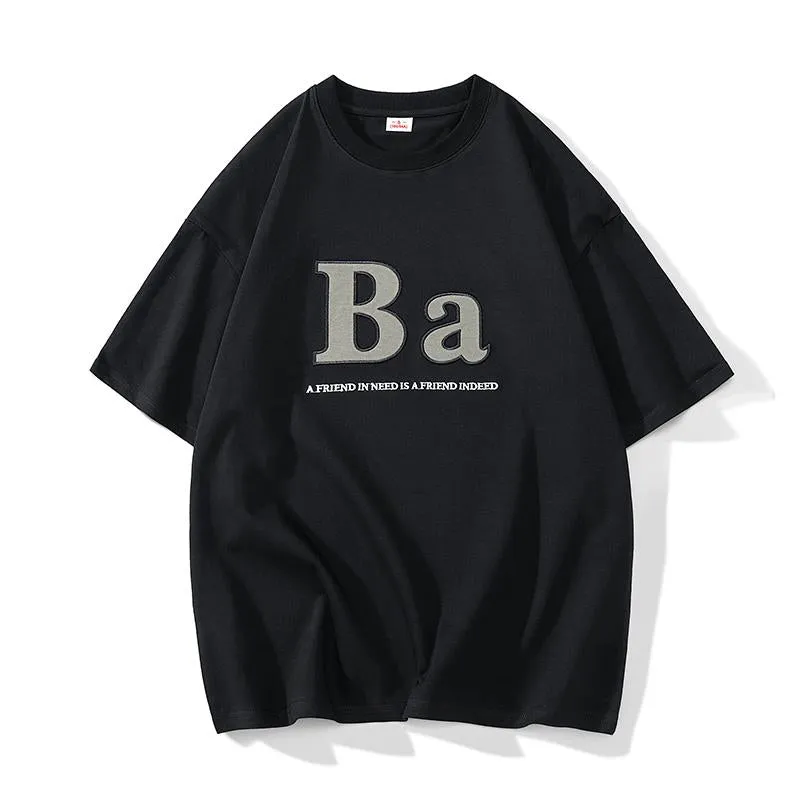 Loose Fit Casual Letter Print Pure Cotton Short Sleeve Tee