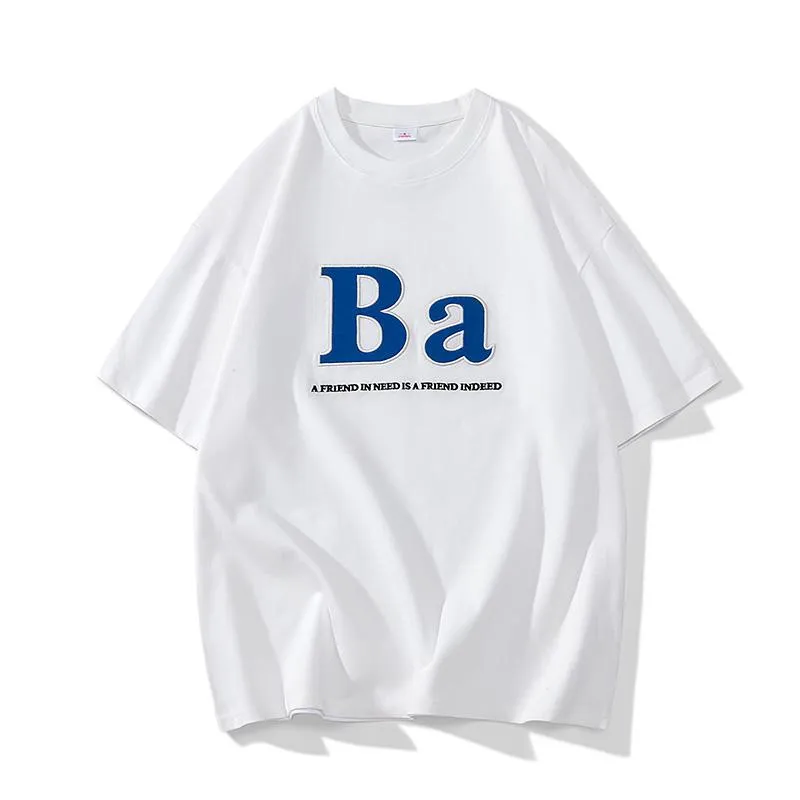 Loose Fit Casual Letter Print Pure Cotton Short Sleeve Tee