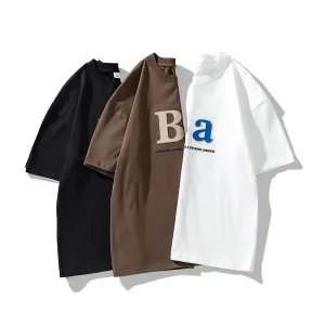Loose Fit Casual Letter Print Pure Cotton Short Sleeve Tee