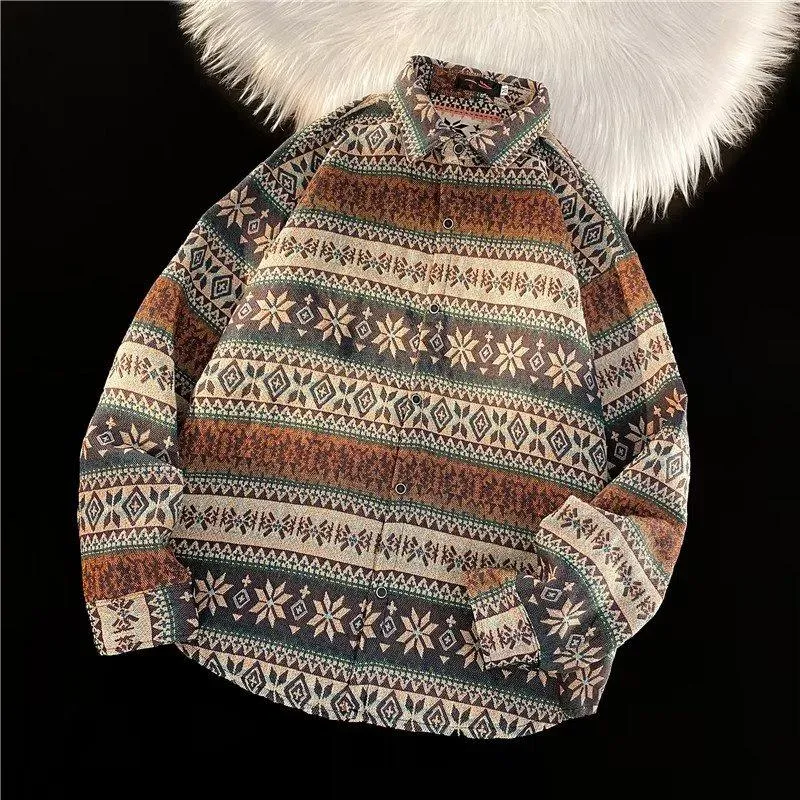 Loose Fit Casual Retro Long Sleeve Shirt