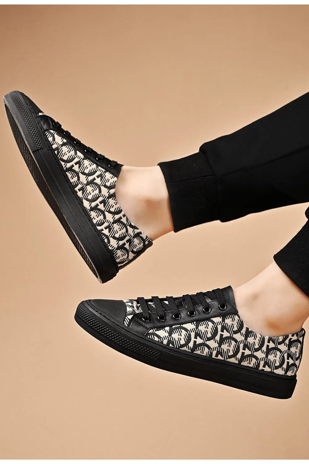 Men Comfortable Inner Collar Flat Rubber Soled Elegent Lattice Pattern Lace Up Casual Sneaker Shoes - MSA105594