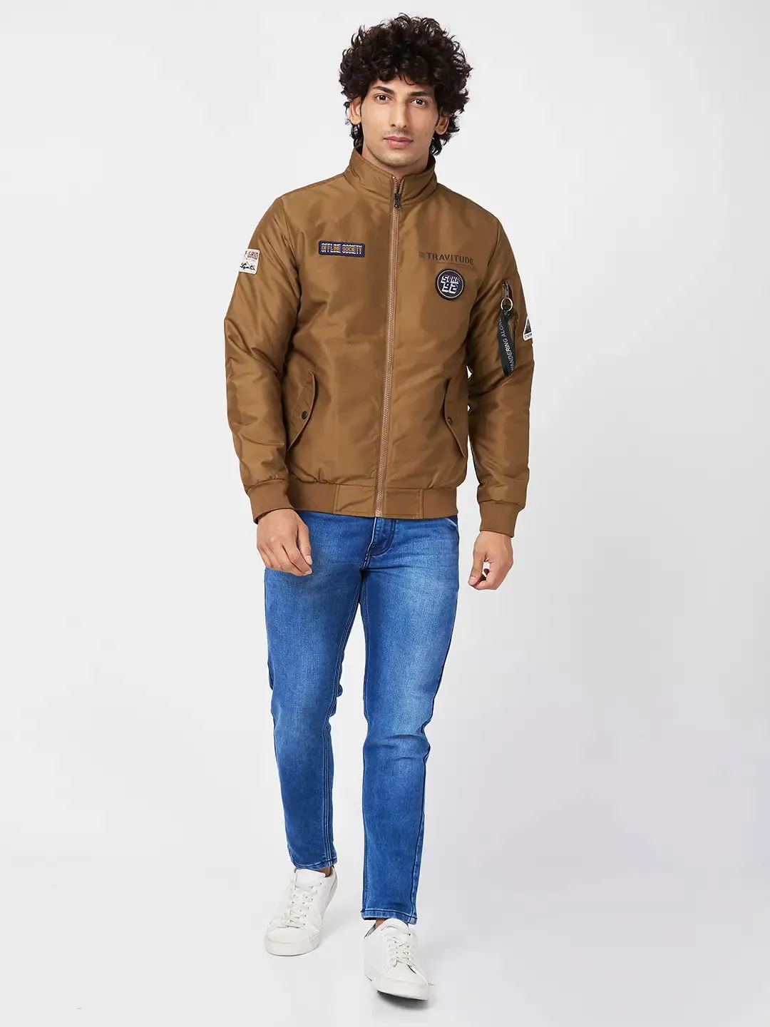 Men'S Bomber Jacket With Diy Velcro Badges