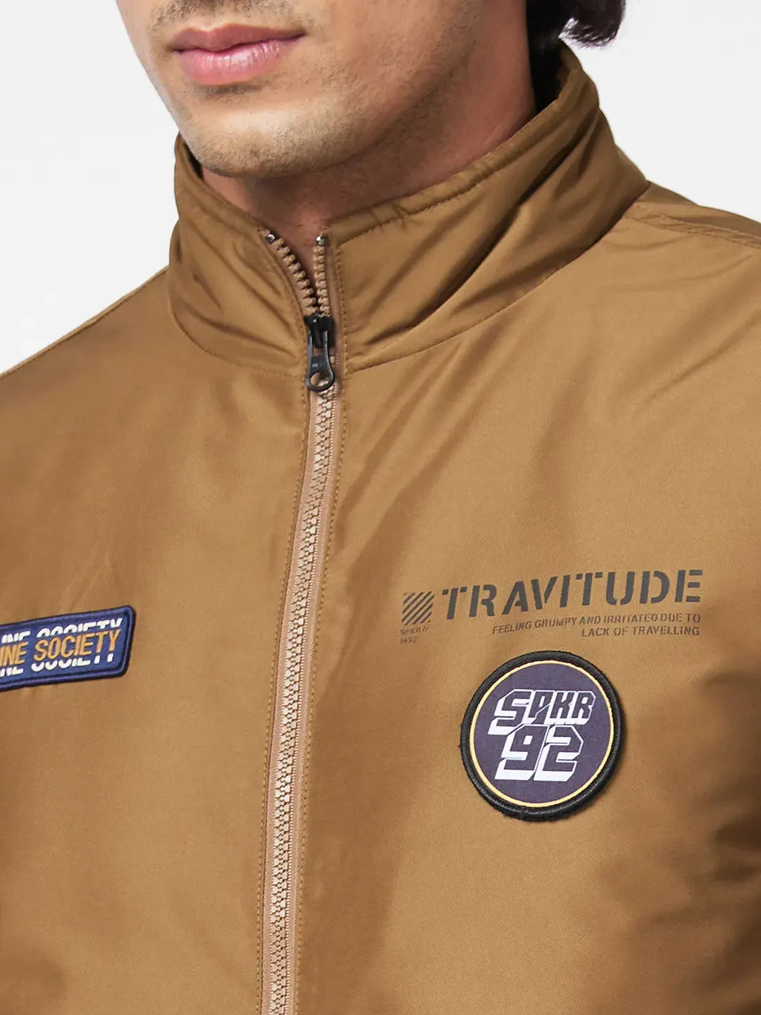 Men'S Bomber Jacket With Diy Velcro Badges