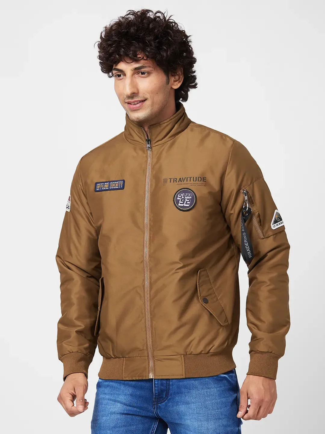 Men'S Bomber Jacket With Diy Velcro Badges