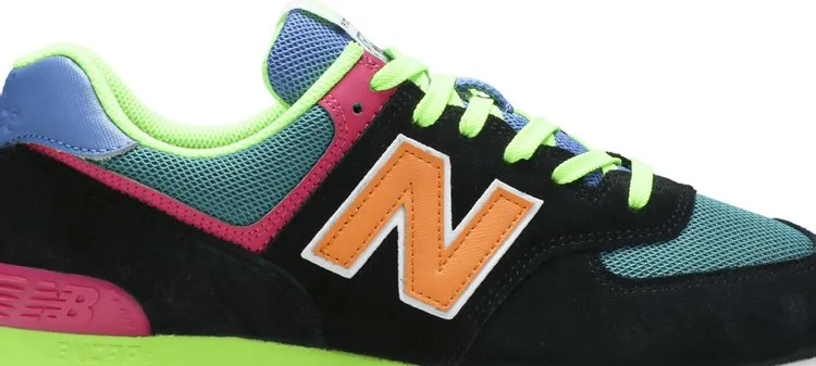 New Balance 574 'Black Energy Lime' sneakers, black