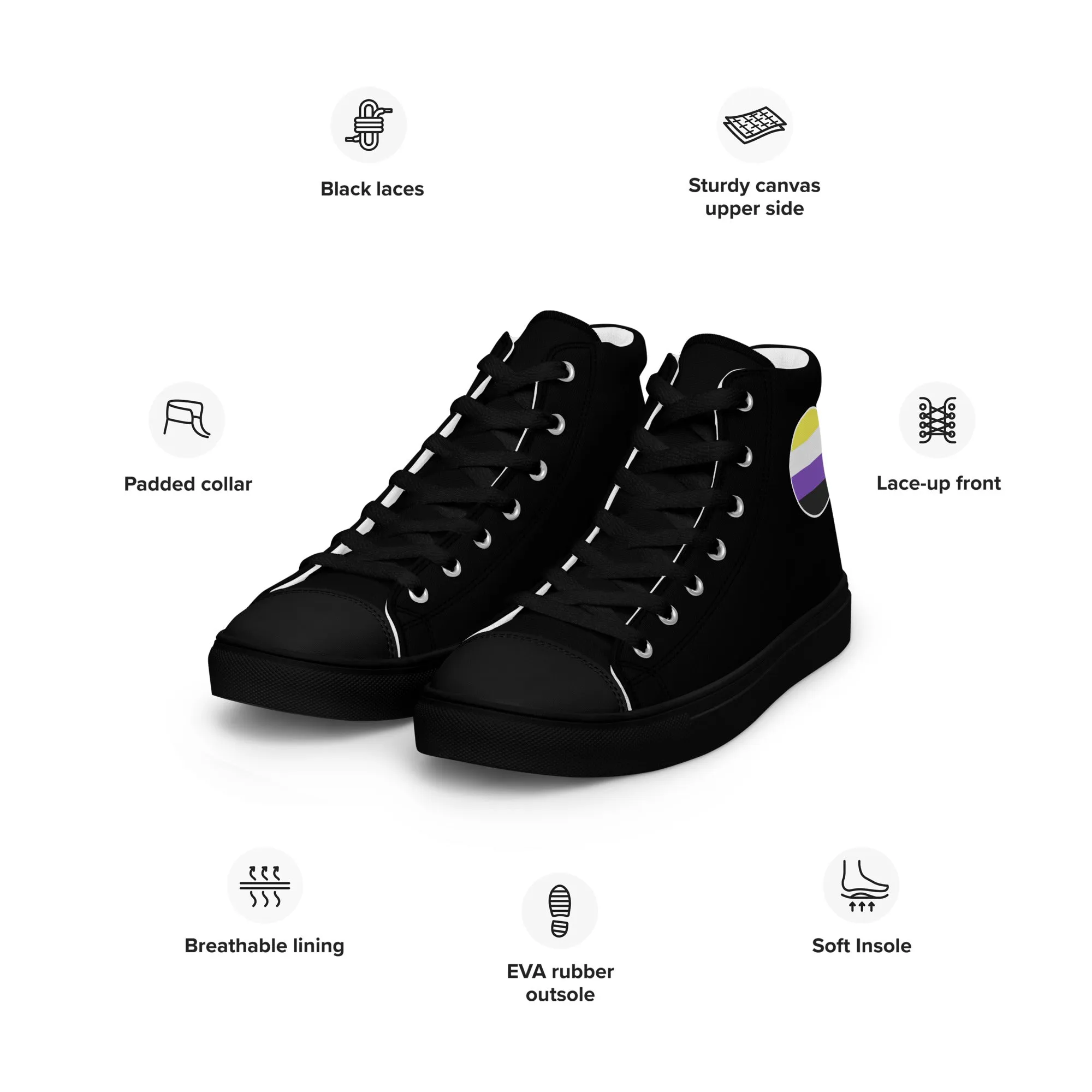 Nonbinary Enby Men’s High Top Canvas Athletic Shoes