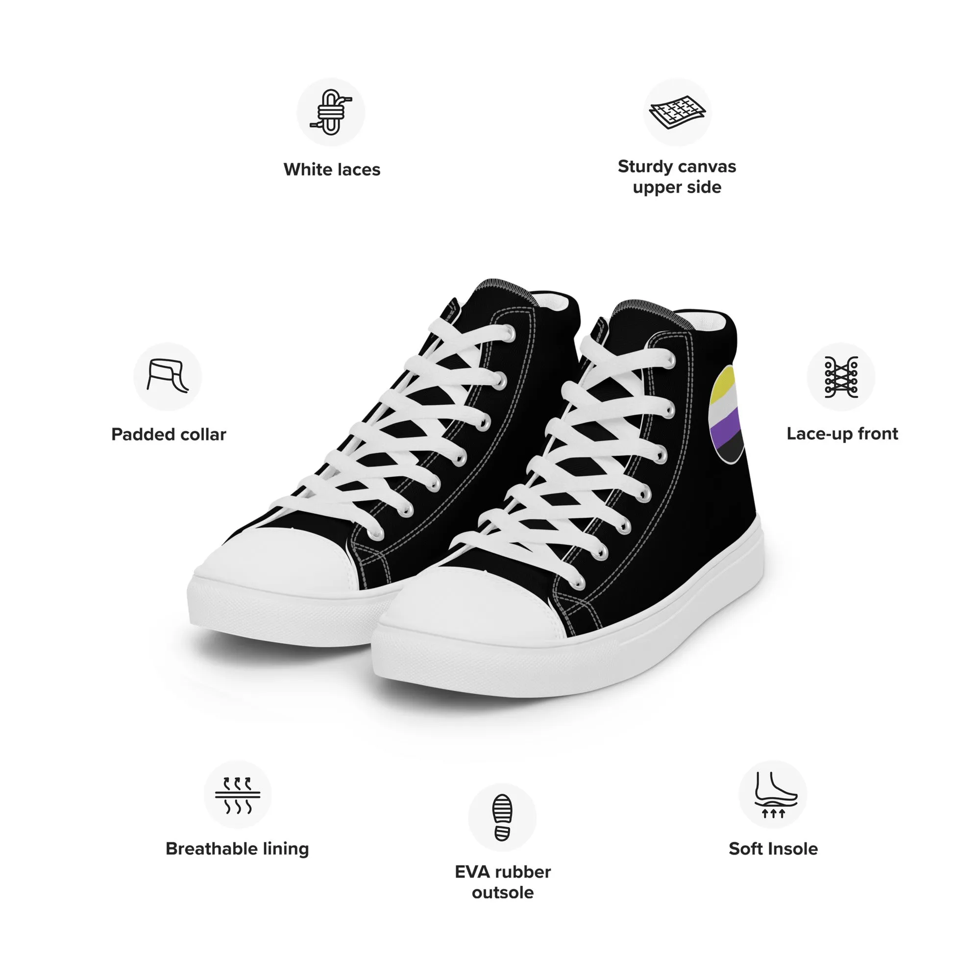 Nonbinary Enby Men’s High Top Canvas Athletic Shoes