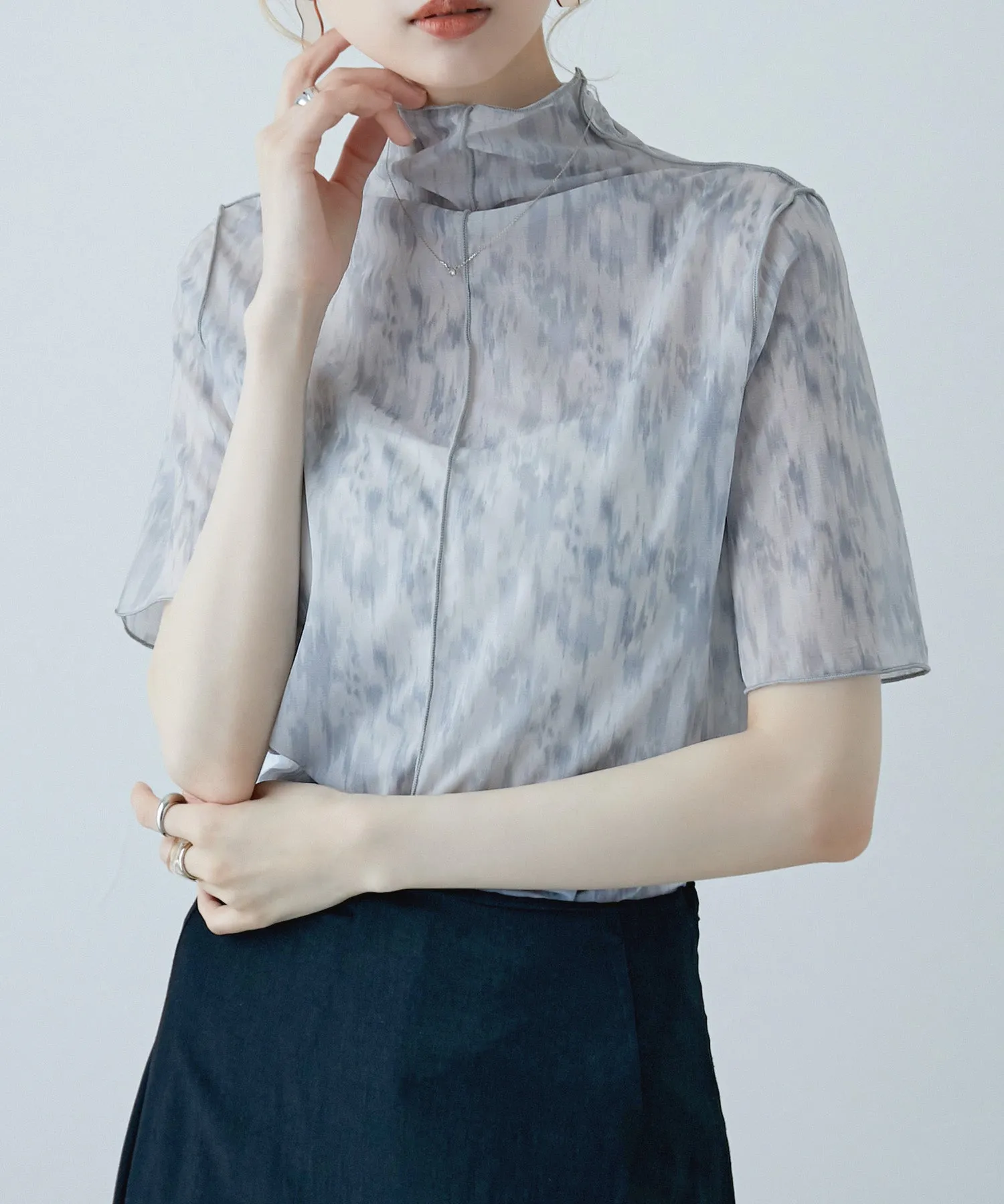Nuance print sheer tops