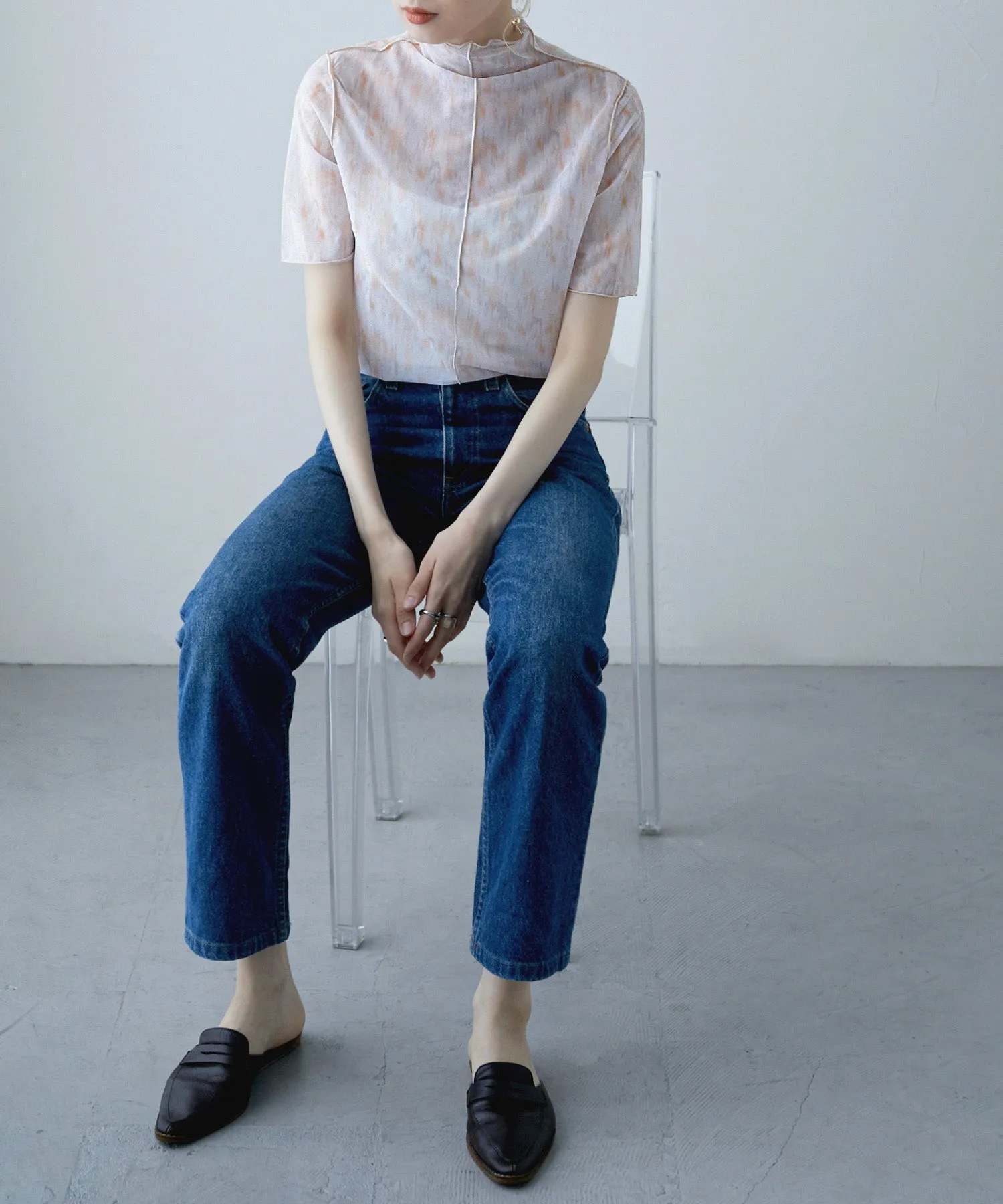 Nuance print sheer tops