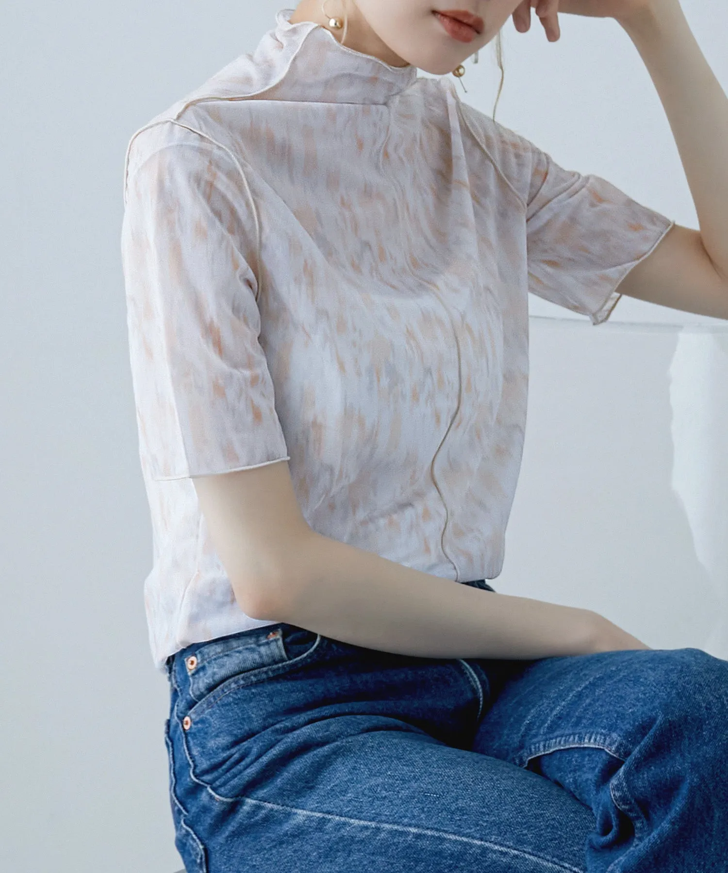 Nuance print sheer tops