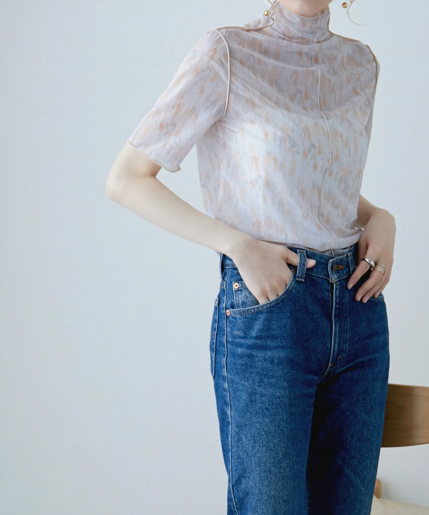 Nuance print sheer tops