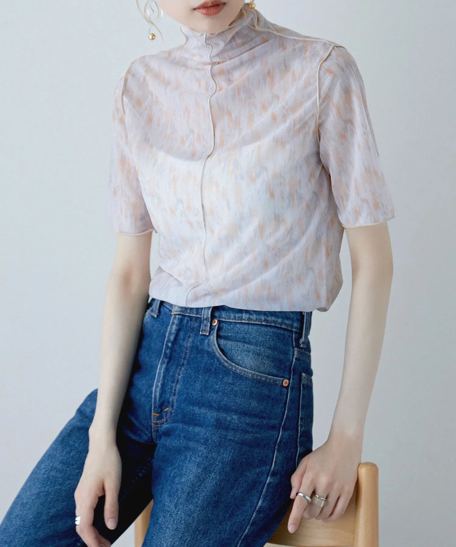 Nuance print sheer tops