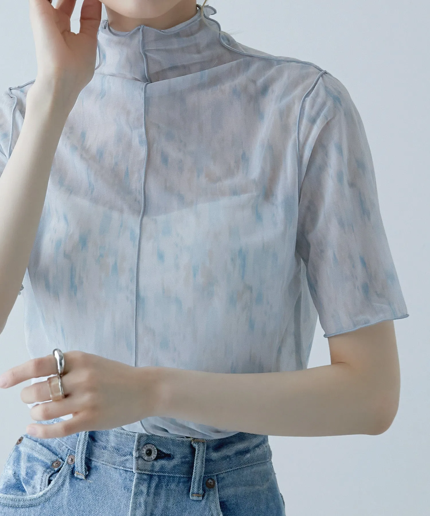 Nuance print sheer tops