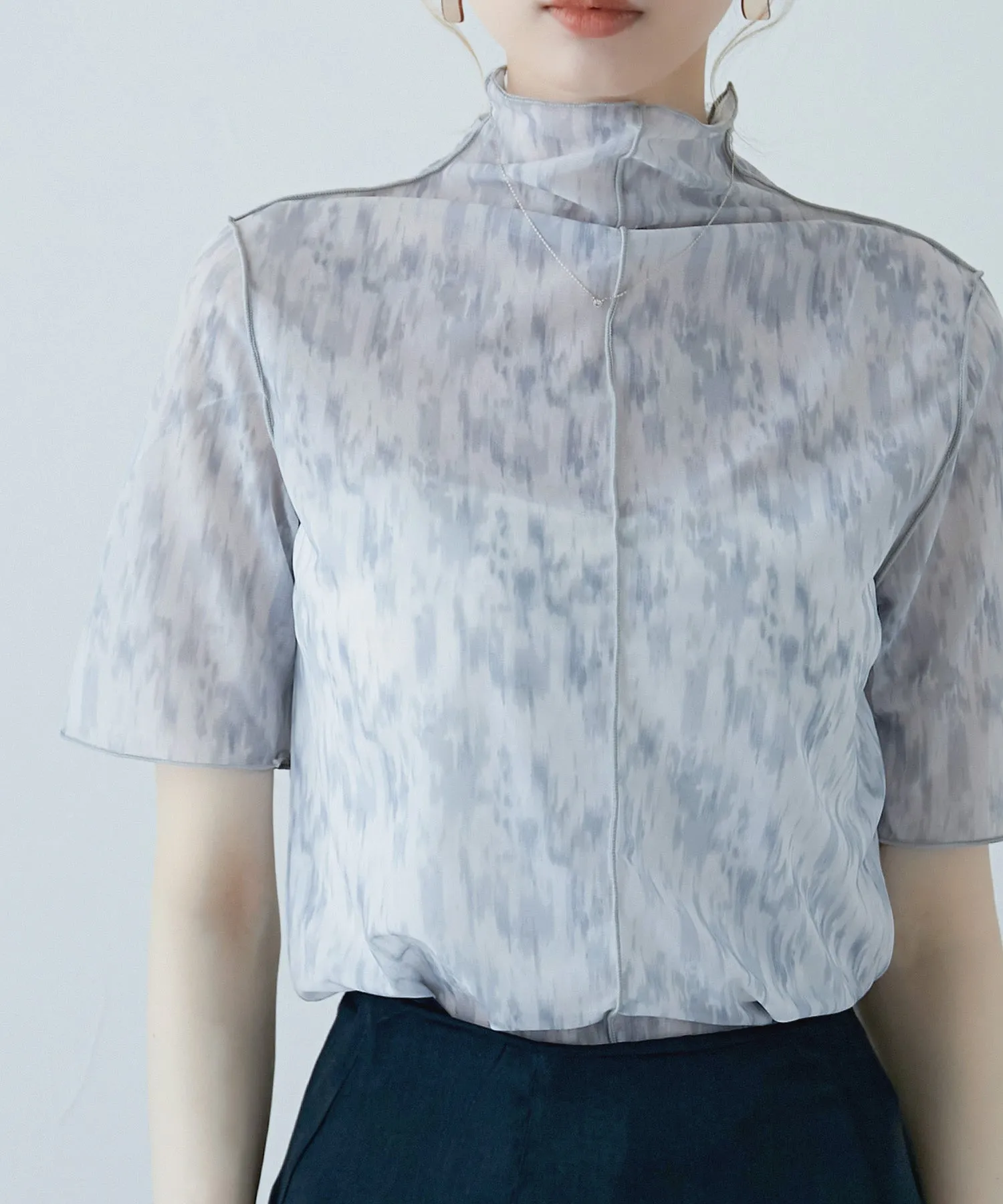 Nuance print sheer tops