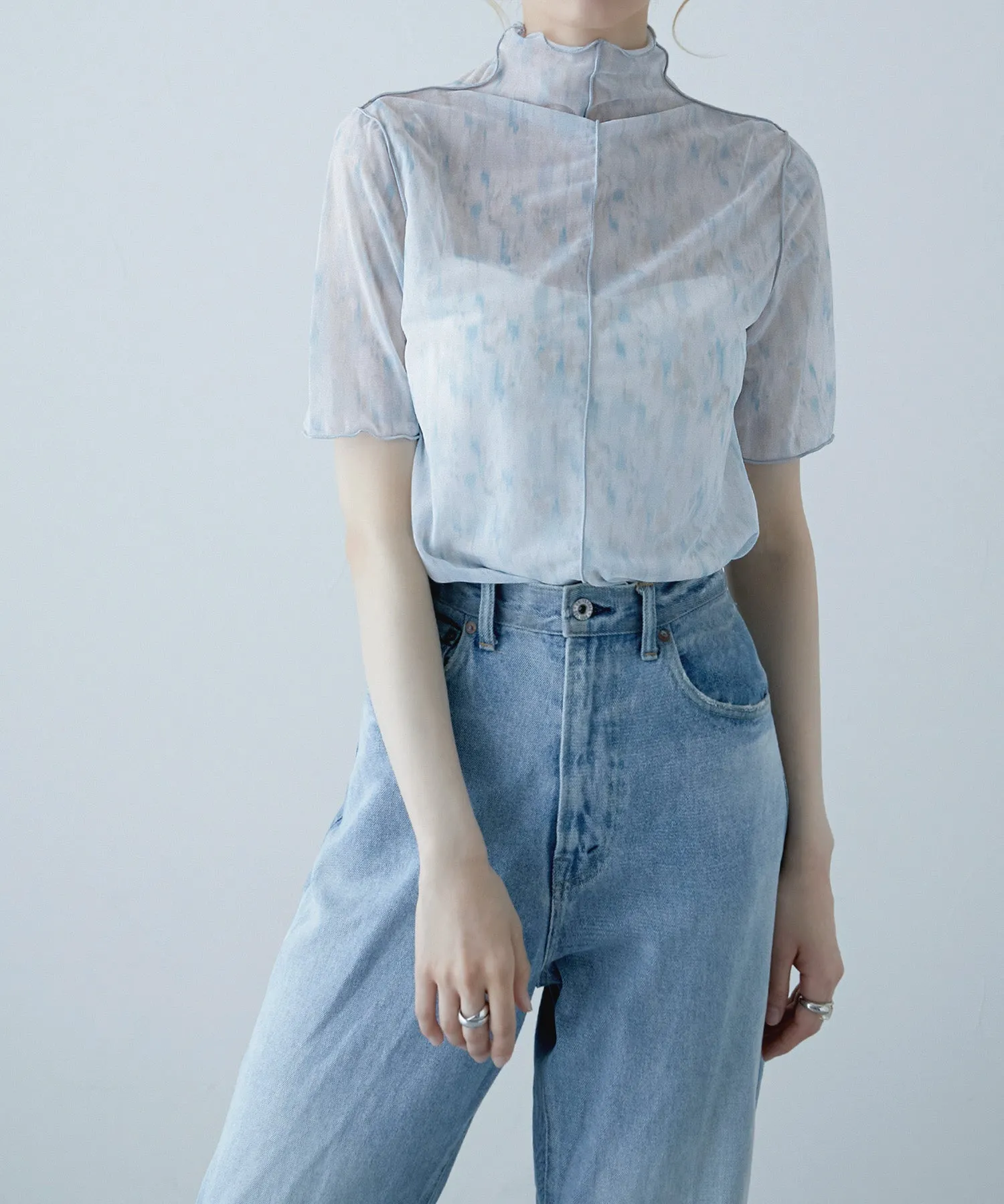 Nuance print sheer tops
