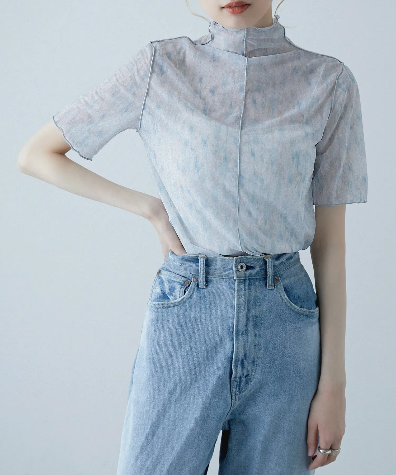 Nuance print sheer tops