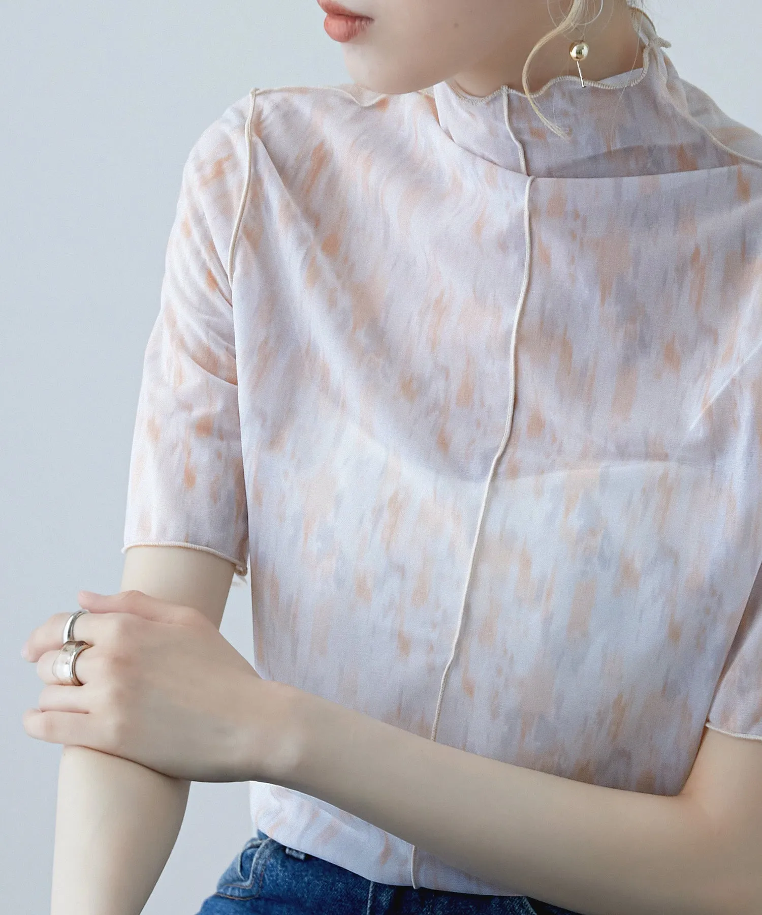 Nuance print sheer tops