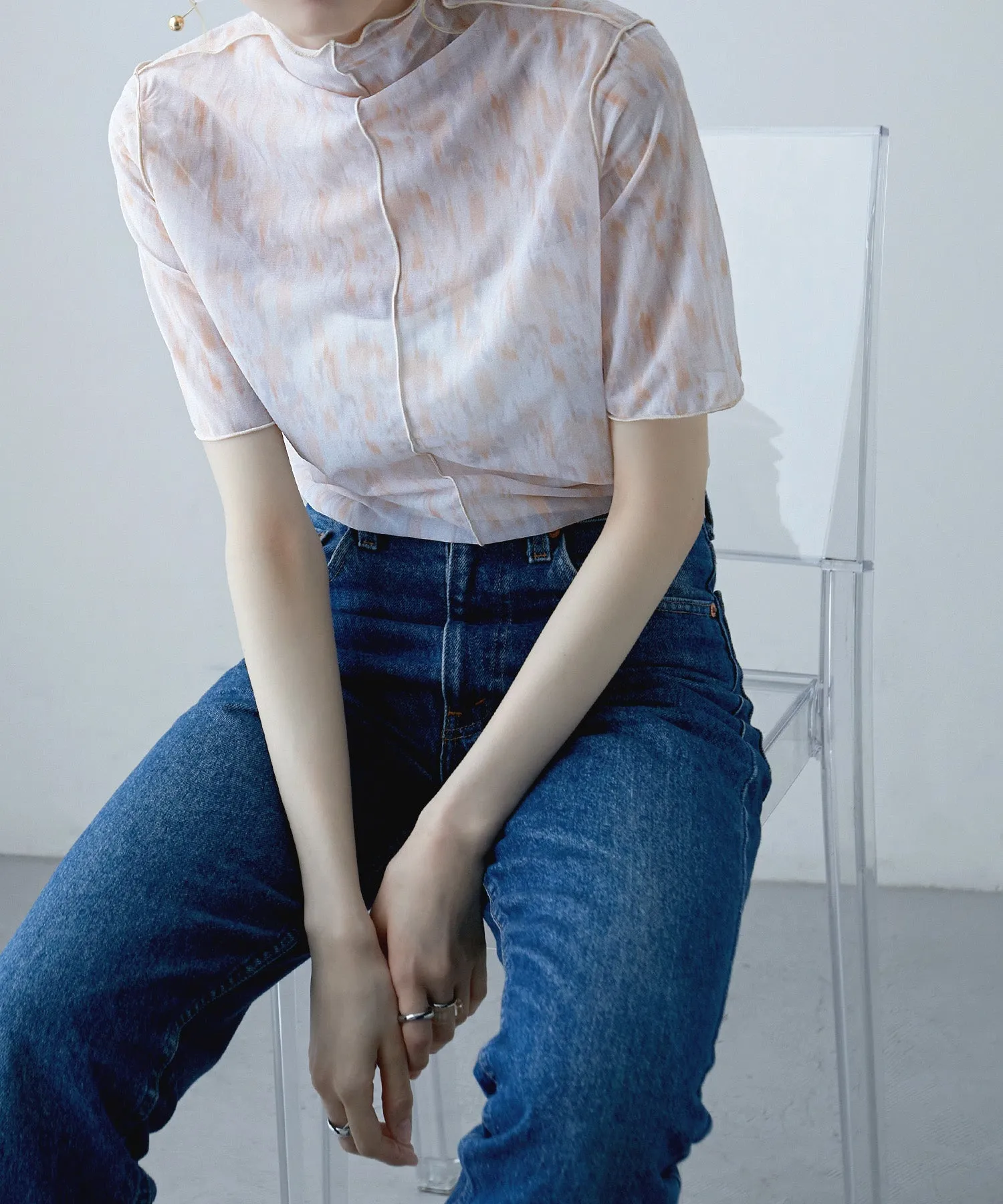 Nuance print sheer tops