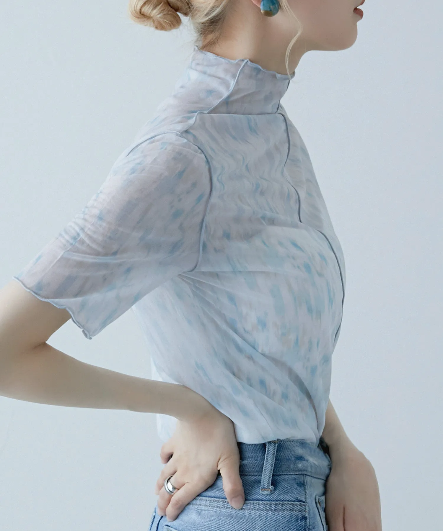 Nuance print sheer tops