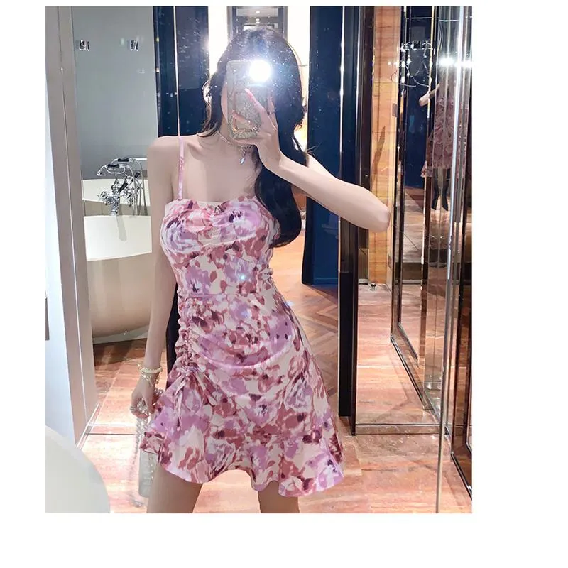 Oil Painting Petite Floral Print French Style Dress
