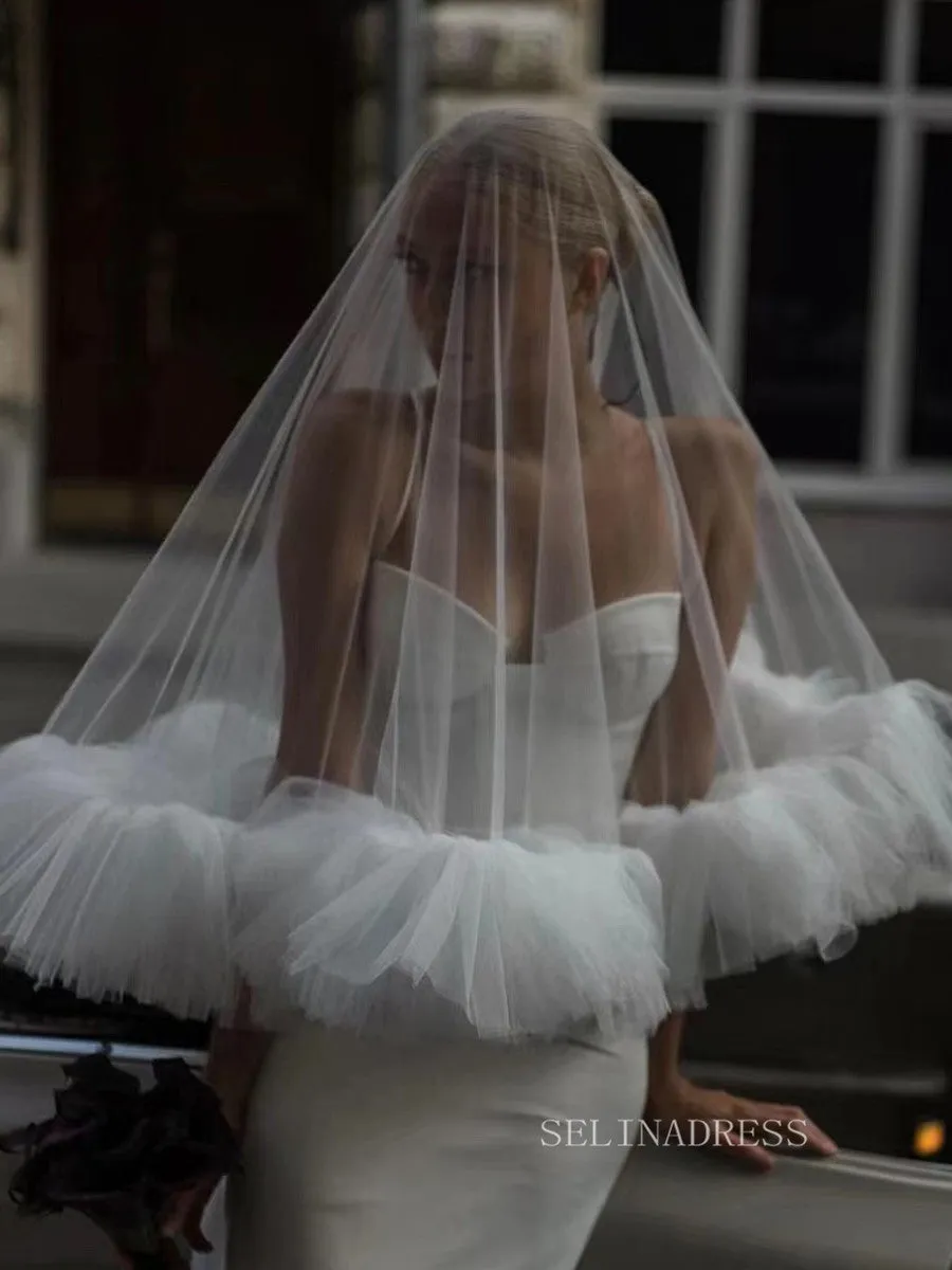 One Tier Ivory Tulle Wedding Veils ALC020