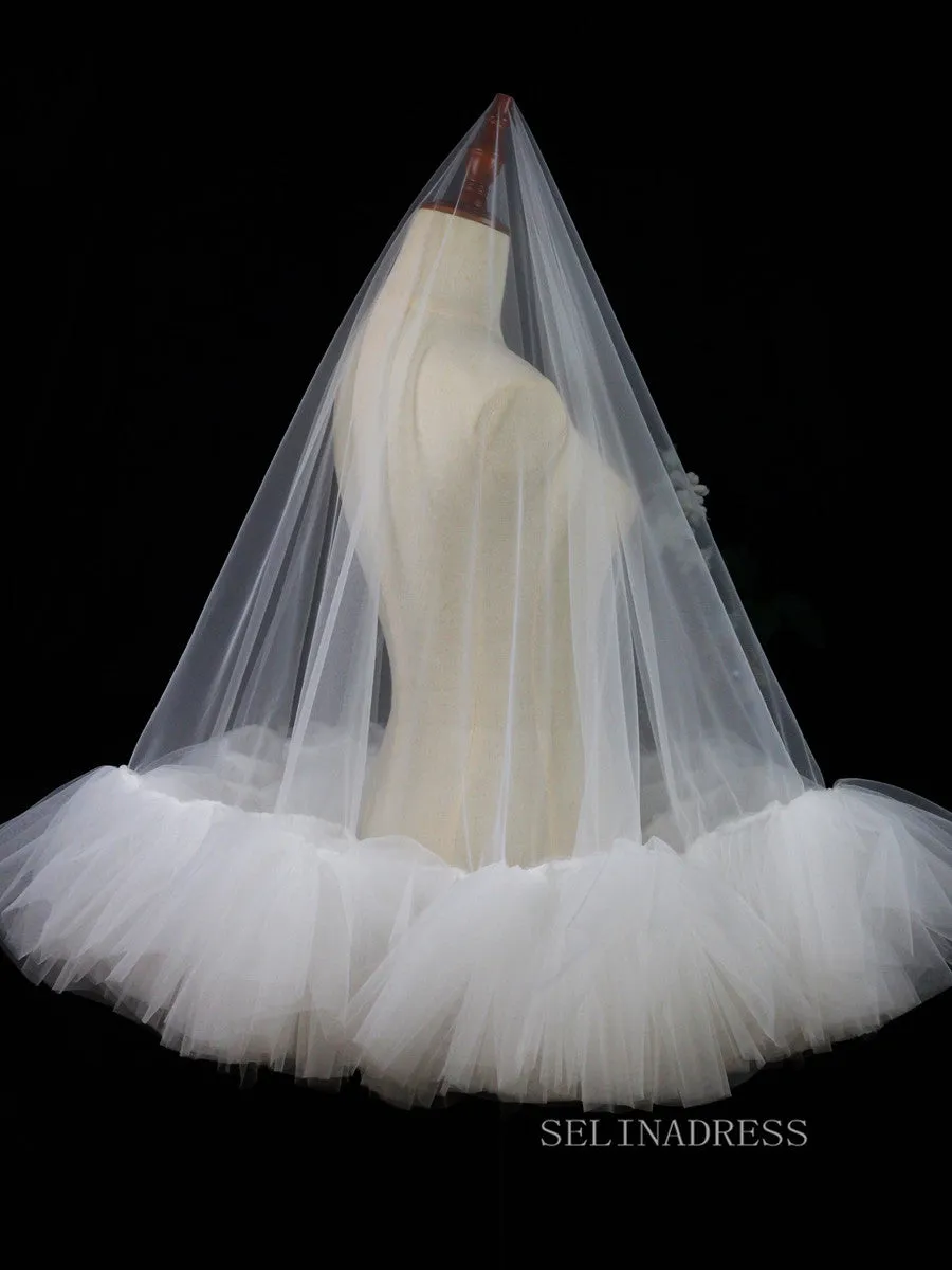 One Tier Ivory Tulle Wedding Veils ALC020