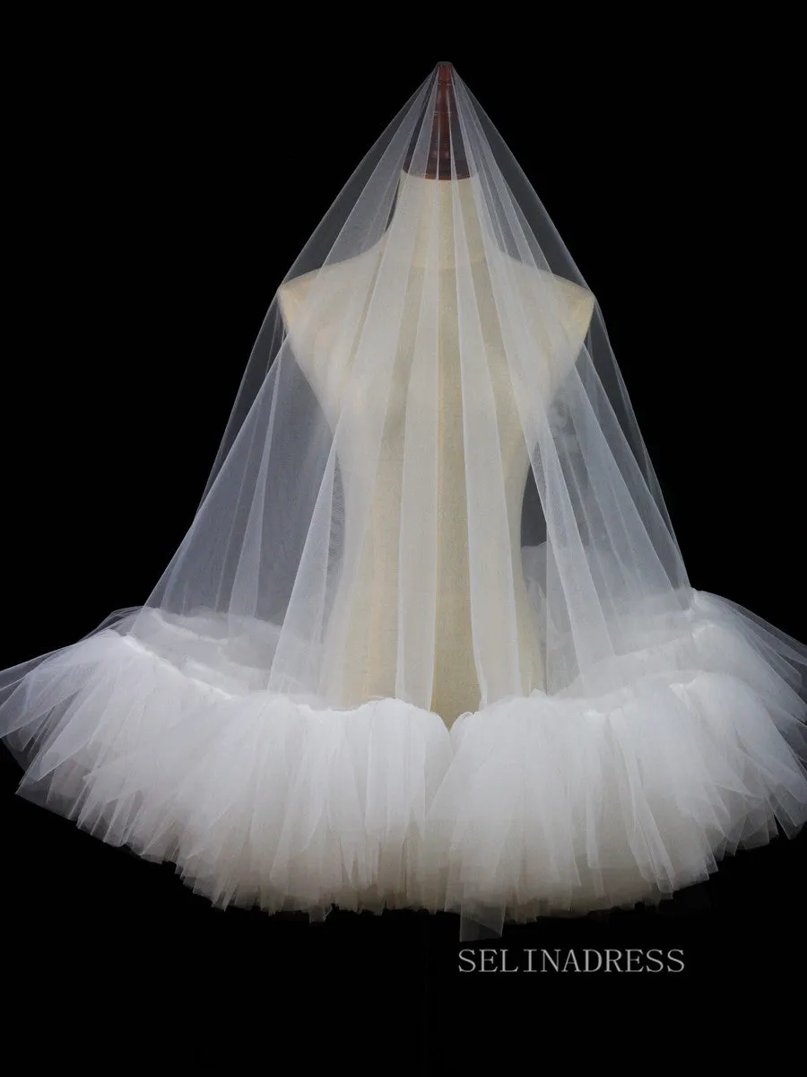 One Tier Ivory Tulle Wedding Veils ALC020
