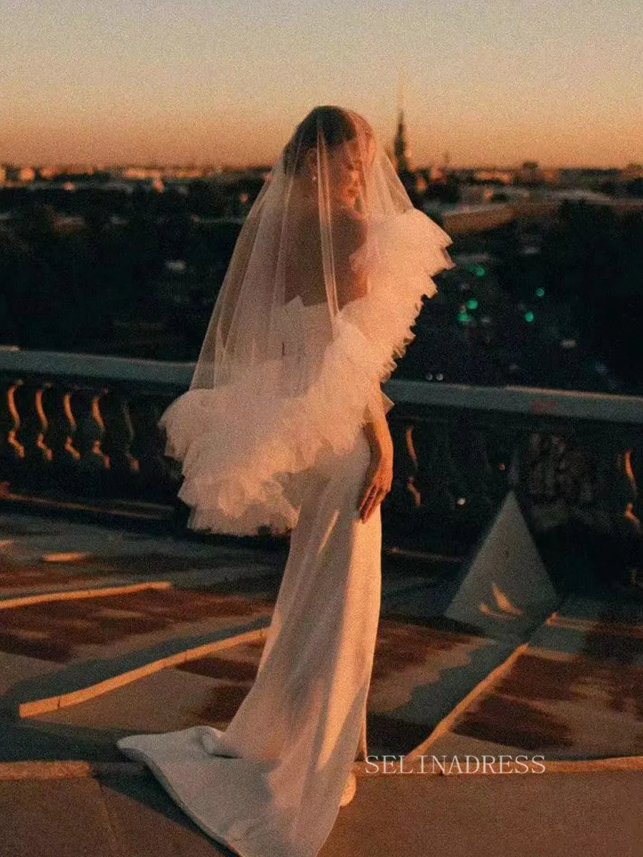 One Tier Ivory Tulle Wedding Veils ALC020