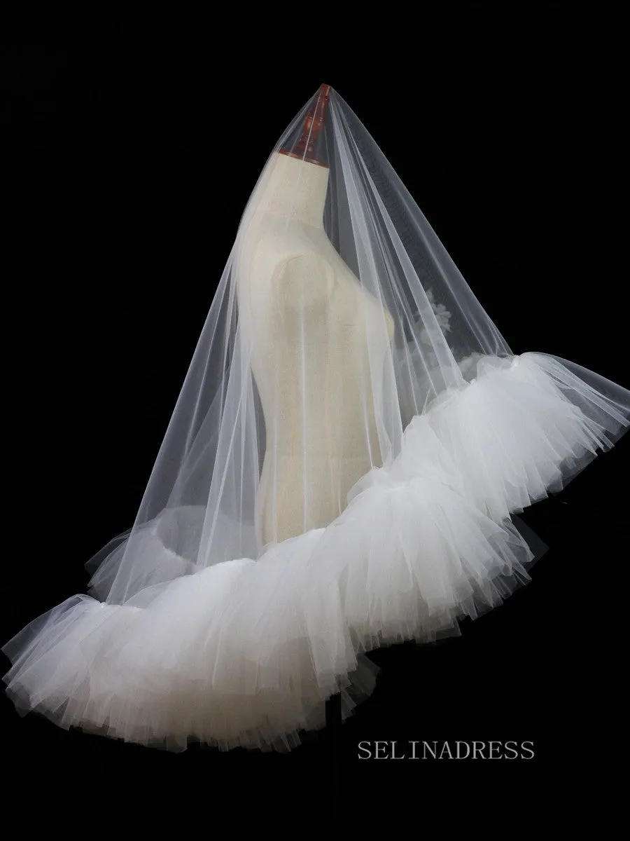 One Tier Ivory Tulle Wedding Veils ALC020