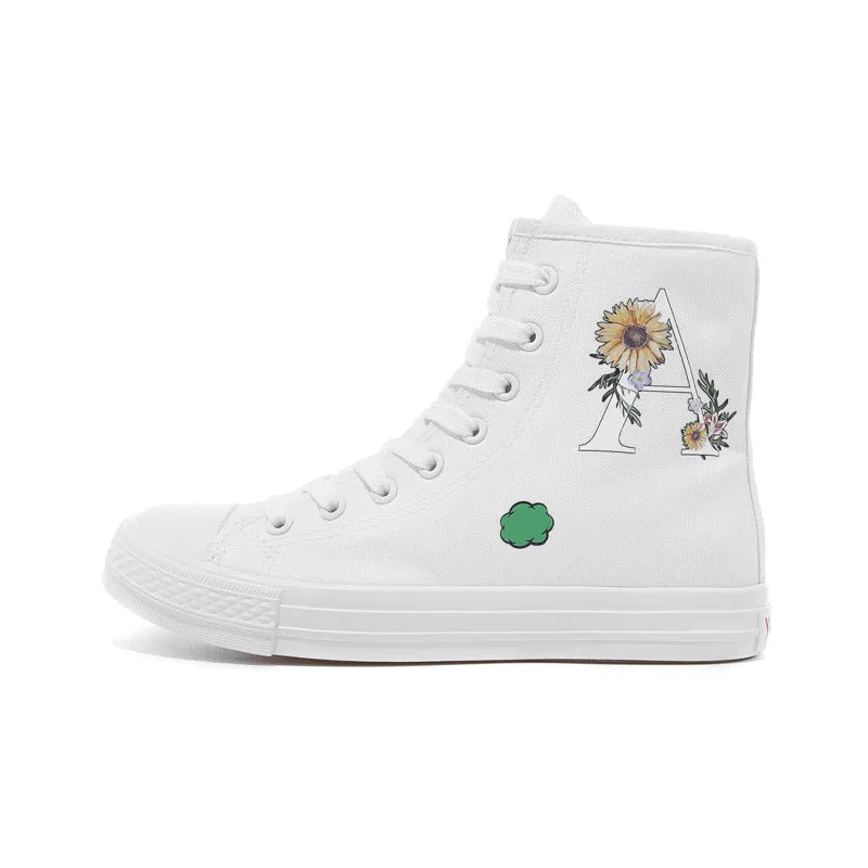 Owlkay Fashion Printed Flat Bottomed High Top Shoes