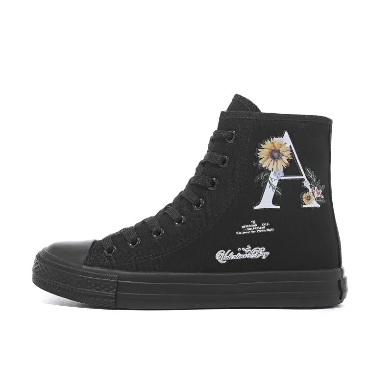 Owlkay Fashion Printed Flat Bottomed High Top Shoes