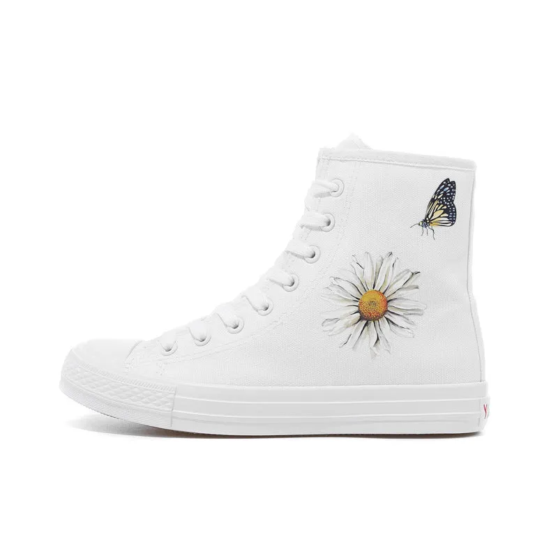 Owlkay Fashion Printed Flat Bottomed High Top Shoes