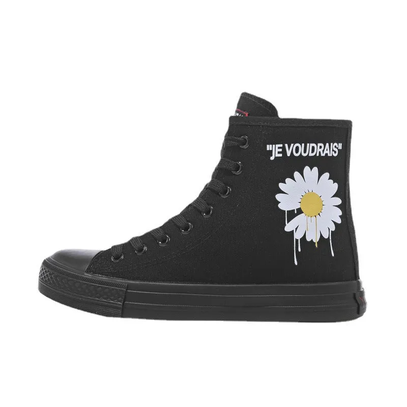 Owlkay Fashion Printed Flat Bottomed High Top Shoes