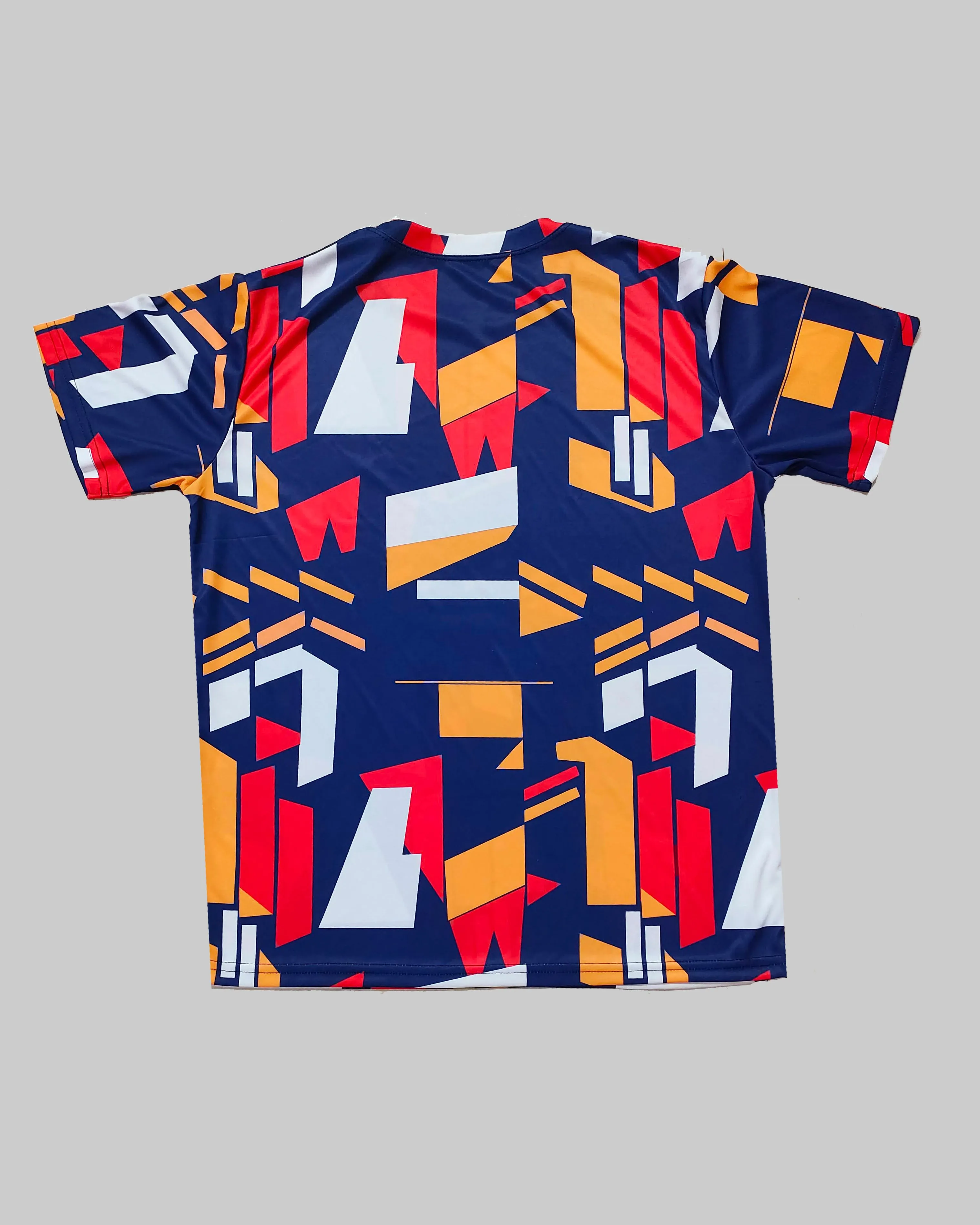 Printed Round Neck T-shirt (Blue Red) (Pack of 1)