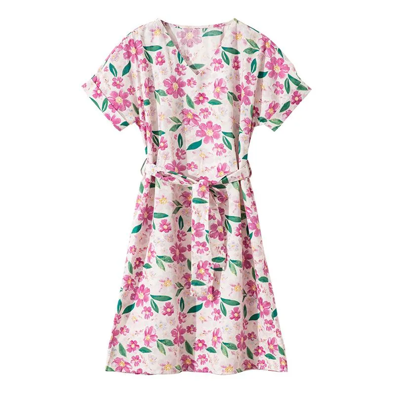 Slimming Print Pastoral Pure Cotton Dress