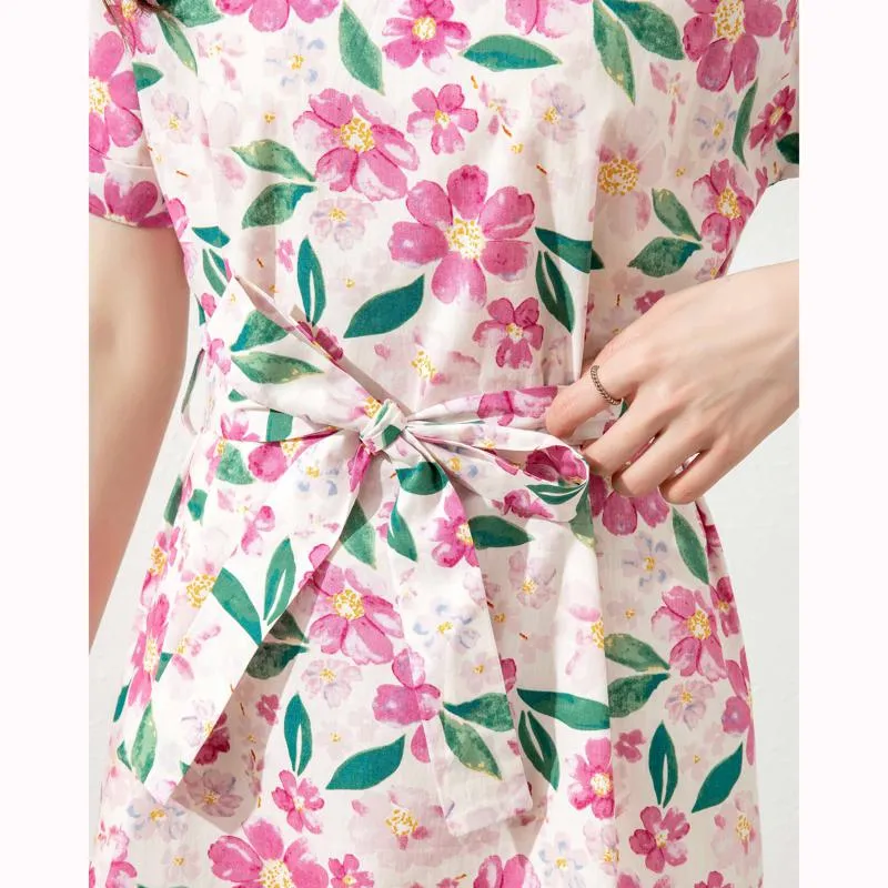 Slimming Print Pastoral Pure Cotton Dress