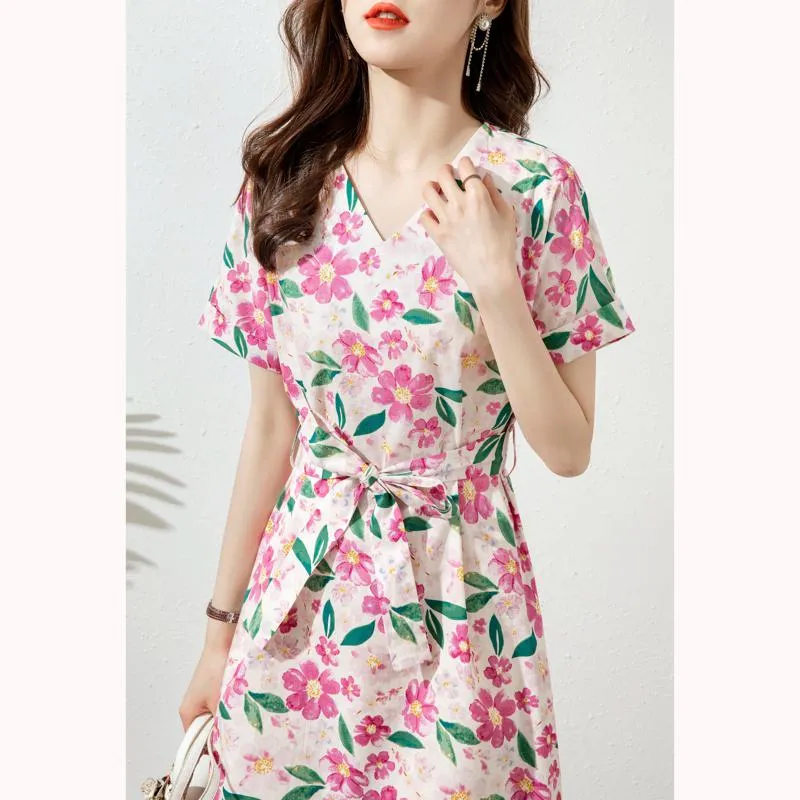 Slimming Print Pastoral Pure Cotton Dress