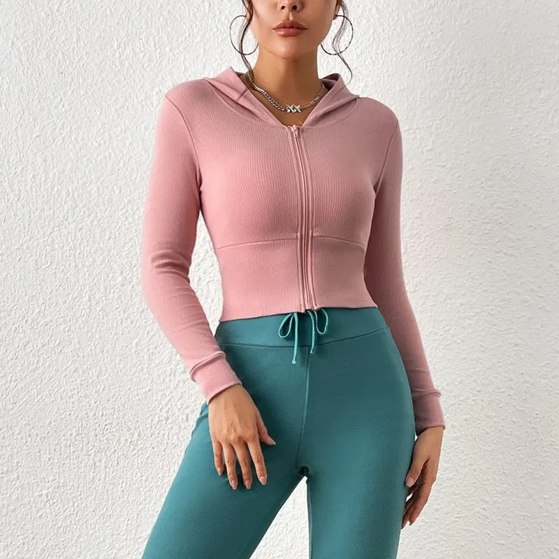 Sports Ultra-Short Pit Strip Tight-Fitting All Cotton Solid Color Pilling No Traces With A Hat Sports Jacket