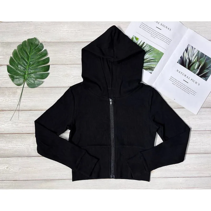 Sports Ultra-Short Pit Strip Tight-Fitting All Cotton Solid Color Pilling No Traces With A Hat Sports Jacket