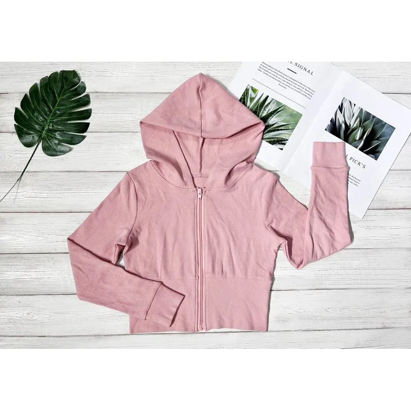 Sports Ultra-Short Pit Strip Tight-Fitting All Cotton Solid Color Pilling No Traces With A Hat Sports Jacket