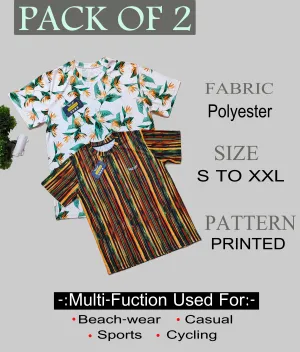 Sporty Round Neck T-shirt (White Multi) (Pack of 2)