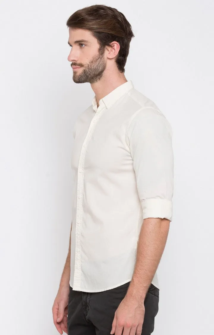 Spykar Men Ecru Solid Slim Fit Casual Shirt