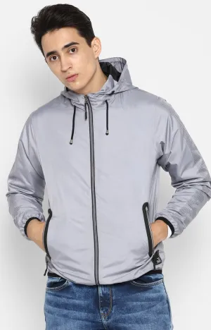 Spykar Men Light Grey Solid Shoe Liners Activewear Jacket