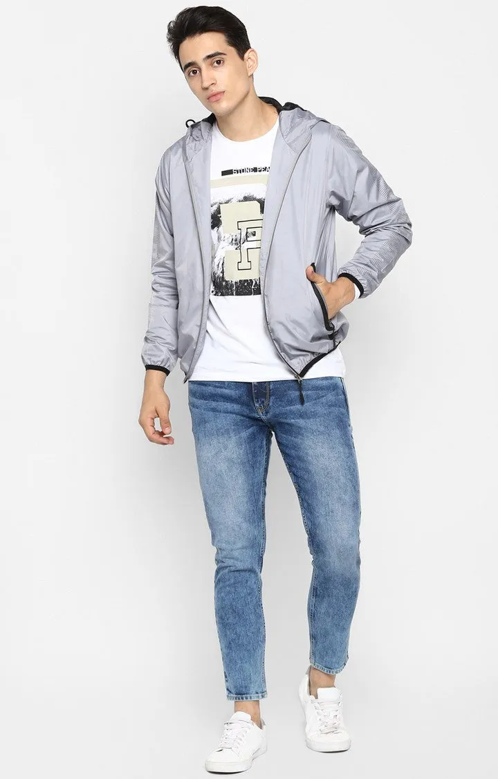Spykar Men Light Grey Solid Shoe Liners Activewear Jacket