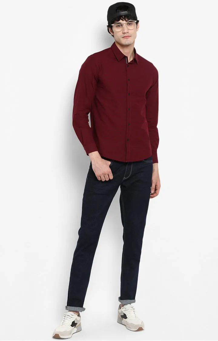 Spykar Men Maroon Striped Casual Shirt